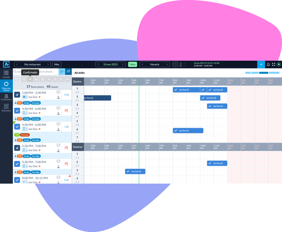 Resv restaurant reservations view timeline bookings